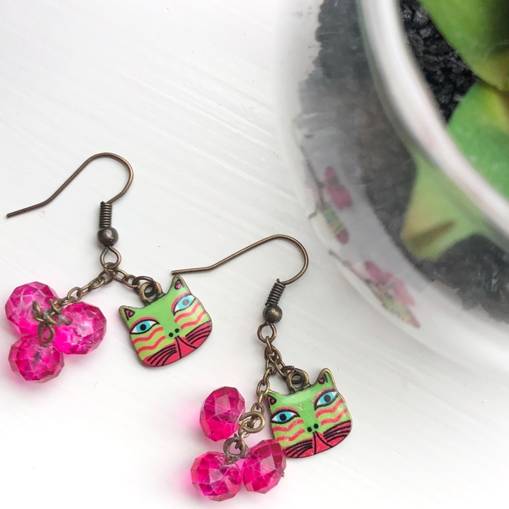 NEW Unique Cat Charm Earrings Handmade